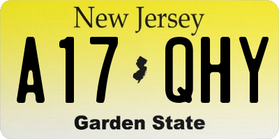 NJ license plate A17QHY