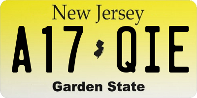 NJ license plate A17QIE