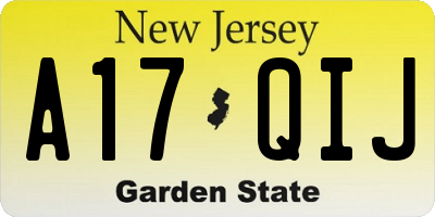 NJ license plate A17QIJ