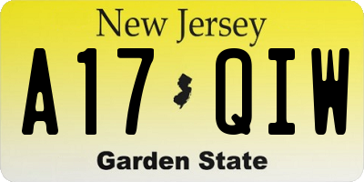 NJ license plate A17QIW