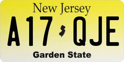 NJ license plate A17QJE