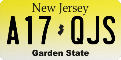 NJ license plate A17QJS