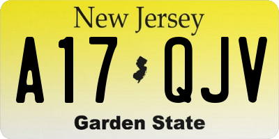 NJ license plate A17QJV