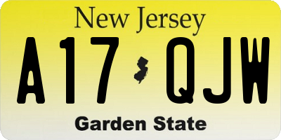NJ license plate A17QJW
