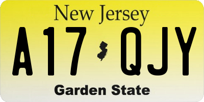 NJ license plate A17QJY