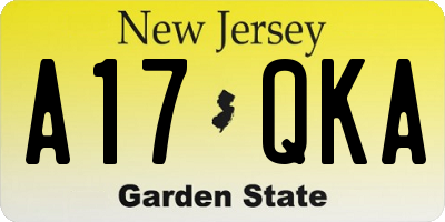 NJ license plate A17QKA