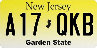 NJ license plate A17QKB