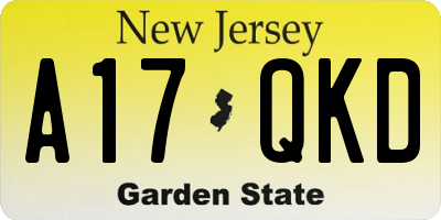 NJ license plate A17QKD