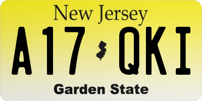 NJ license plate A17QKI