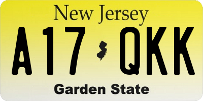 NJ license plate A17QKK