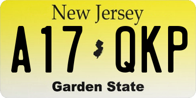 NJ license plate A17QKP