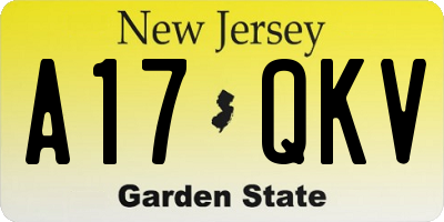 NJ license plate A17QKV