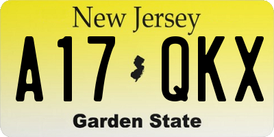 NJ license plate A17QKX