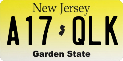 NJ license plate A17QLK
