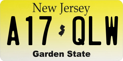NJ license plate A17QLW