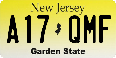 NJ license plate A17QMF