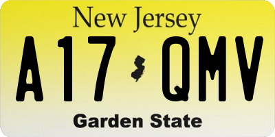 NJ license plate A17QMV
