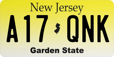 NJ license plate A17QNK