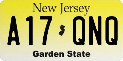 NJ license plate A17QNQ