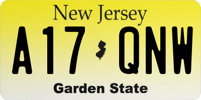 NJ license plate A17QNW