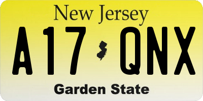 NJ license plate A17QNX