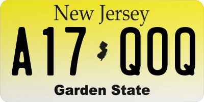 NJ license plate A17QOQ