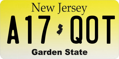 NJ license plate A17QOT
