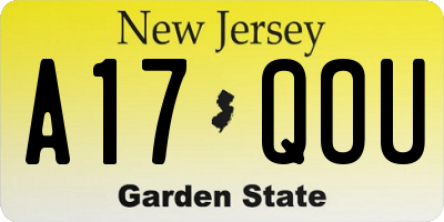 NJ license plate A17QOU