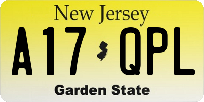 NJ license plate A17QPL