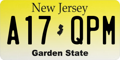 NJ license plate A17QPM