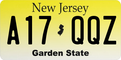 NJ license plate A17QQZ