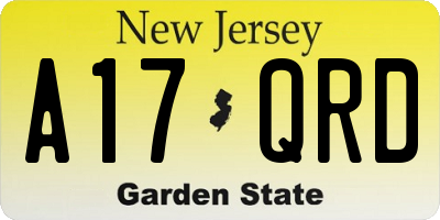 NJ license plate A17QRD