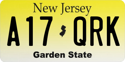 NJ license plate A17QRK