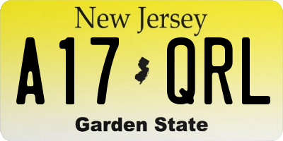NJ license plate A17QRL