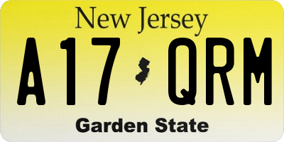 NJ license plate A17QRM
