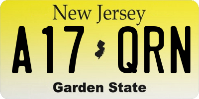 NJ license plate A17QRN