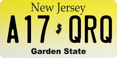 NJ license plate A17QRQ