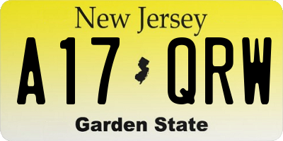NJ license plate A17QRW