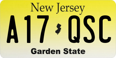 NJ license plate A17QSC