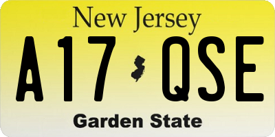 NJ license plate A17QSE