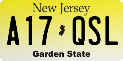 NJ license plate A17QSL