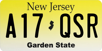 NJ license plate A17QSR