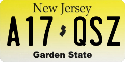 NJ license plate A17QSZ