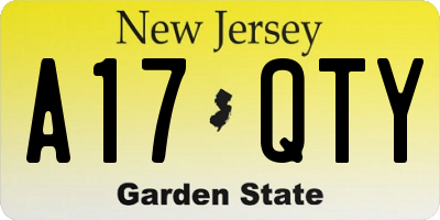 NJ license plate A17QTY