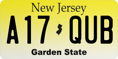 NJ license plate A17QUB