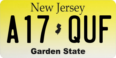 NJ license plate A17QUF