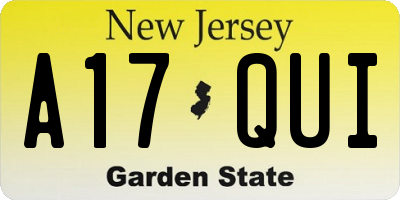 NJ license plate A17QUI