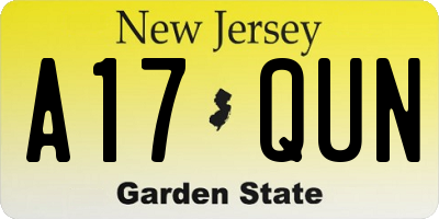 NJ license plate A17QUN