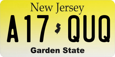 NJ license plate A17QUQ