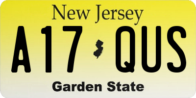 NJ license plate A17QUS